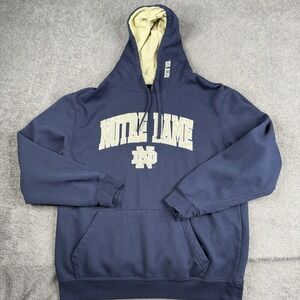 Vintage Notre Dame Hoodie Mens L Blue Sweatshirt Fighting Irish Y2K University